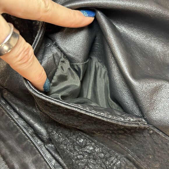 Vintage Comint Black Leather Jacket w/shoulder pads Women's Large Argentina - Picture 8 of 12